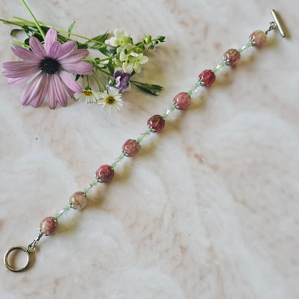 Pink and Green (Watermelon) Bracelet 23cm