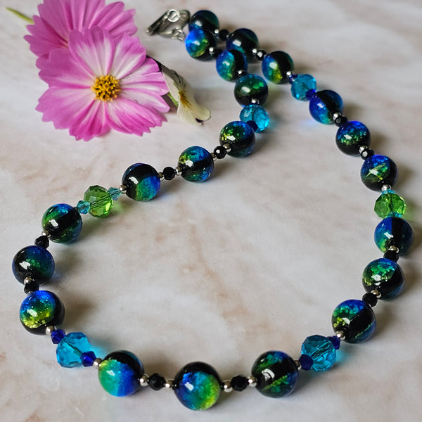 Blue and Green Glass Necklace