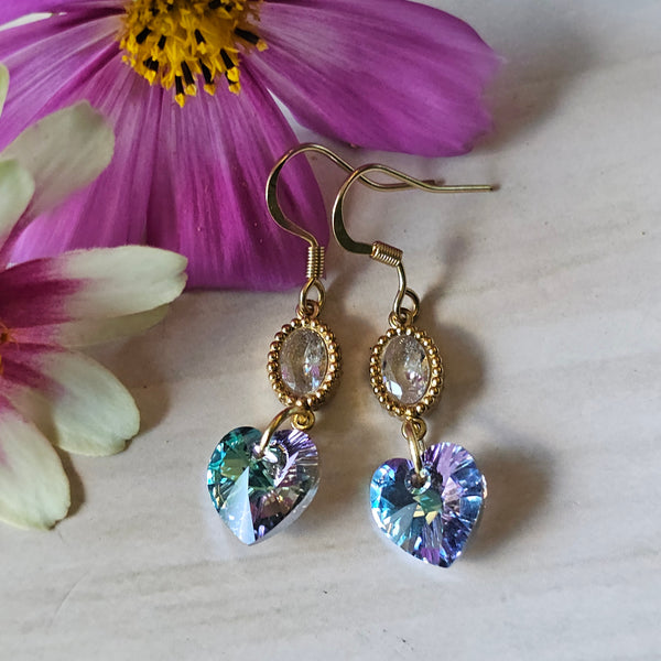 Swarovski Crystal Heart Dangles (Gold colour)