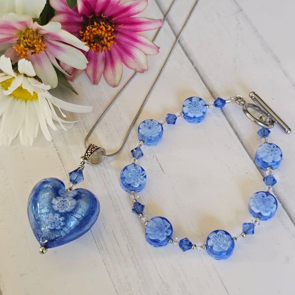 Blue Millefiori Coin Bracelet