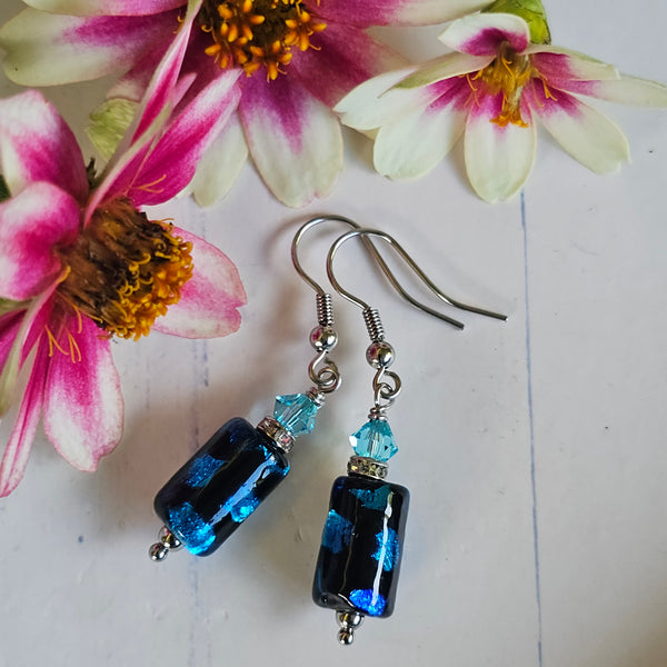 Two-Tone Blue Tube Earrings
