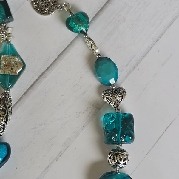 Long Teal Green Necklace