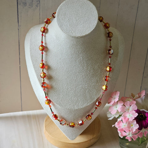 Red, Gold and Silver Necklace
