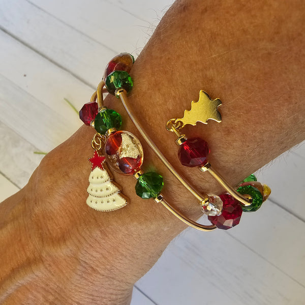 Christmas Lampwork Wraparound Bracelet