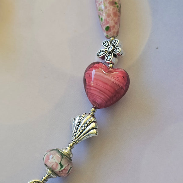 Long Pink Beaded Necklace