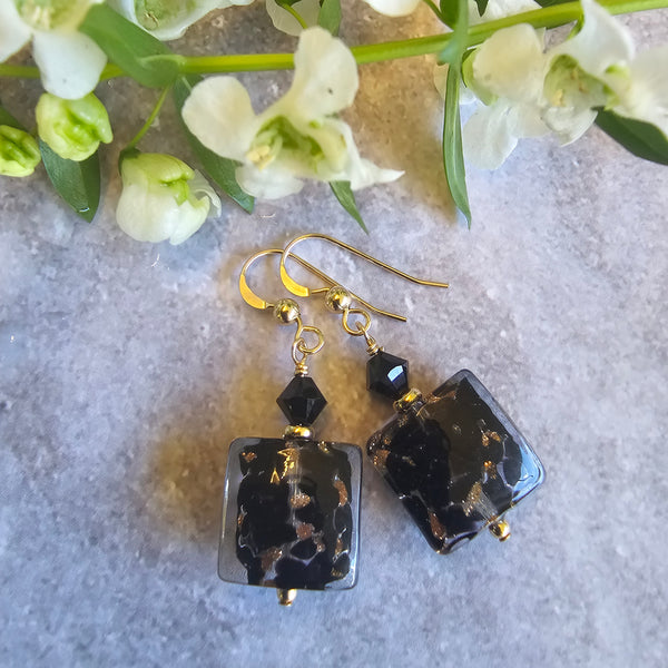 Vela Square Murano Glass Earrings