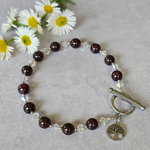 Garnet and Crystal Bracelet