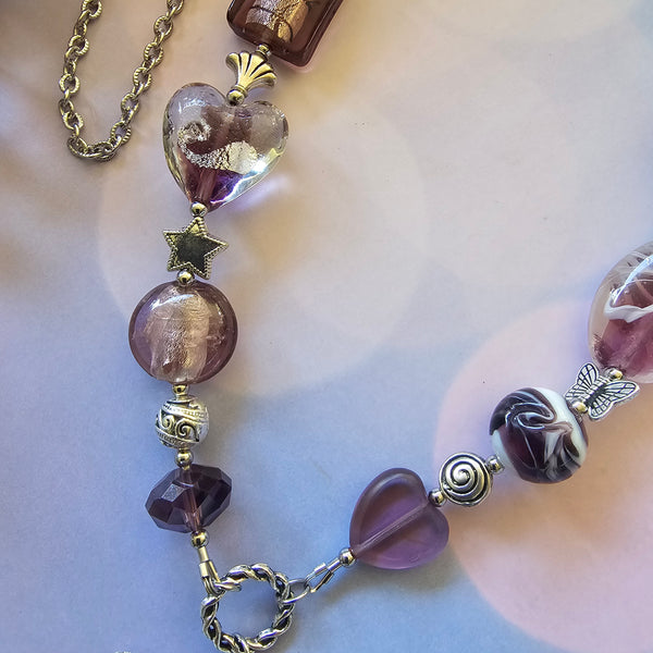 Long Purple/Amethyst Beaded Necklace