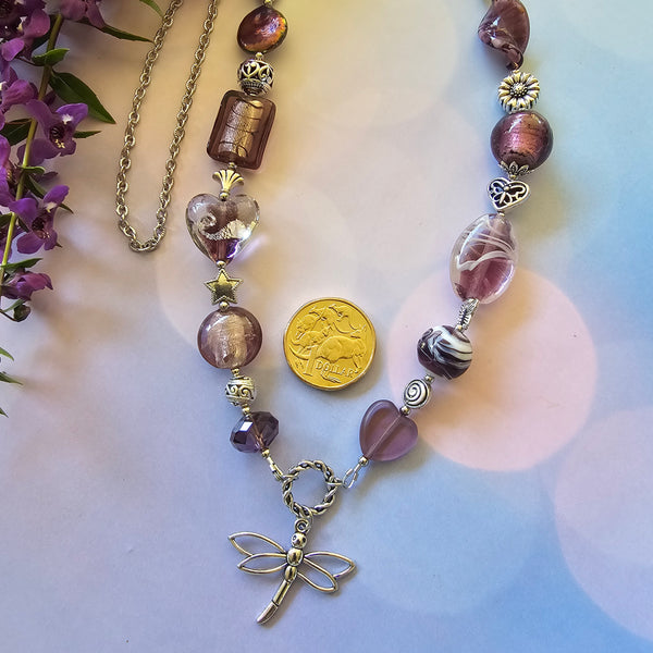 Long Purple/Amethyst Beaded Necklace