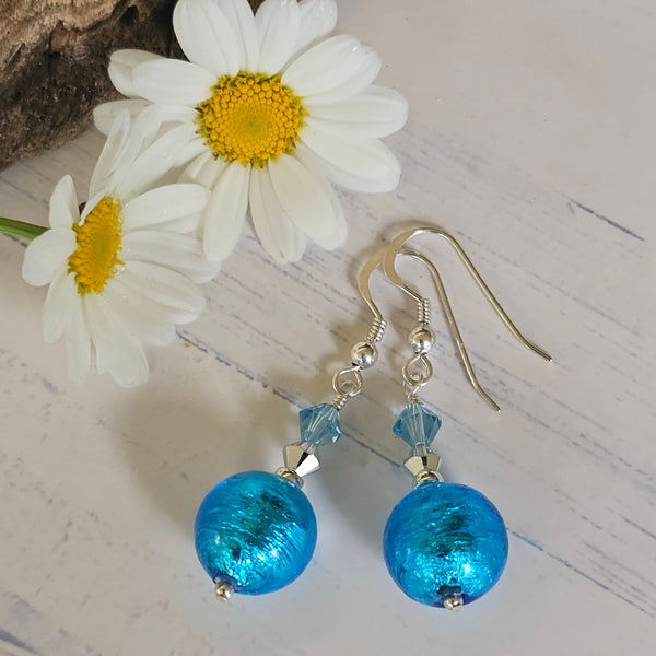 Silver Foil Murano Glass Earrings