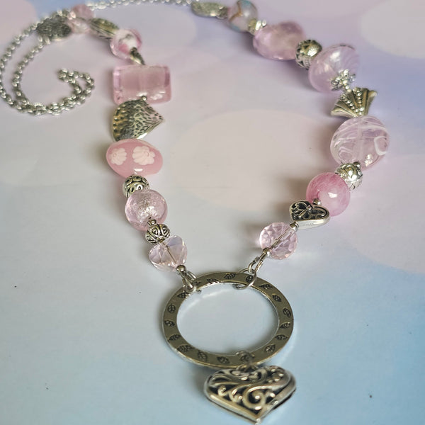 Long Pink Beaded Necklace