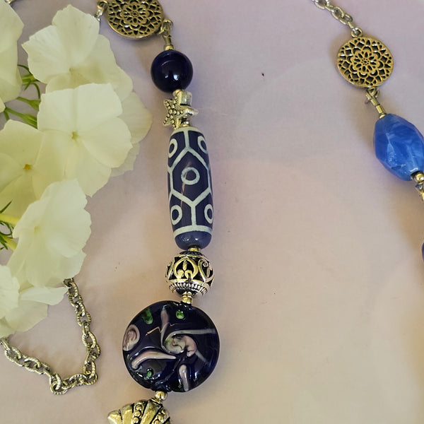Long Deep Blue Necklace