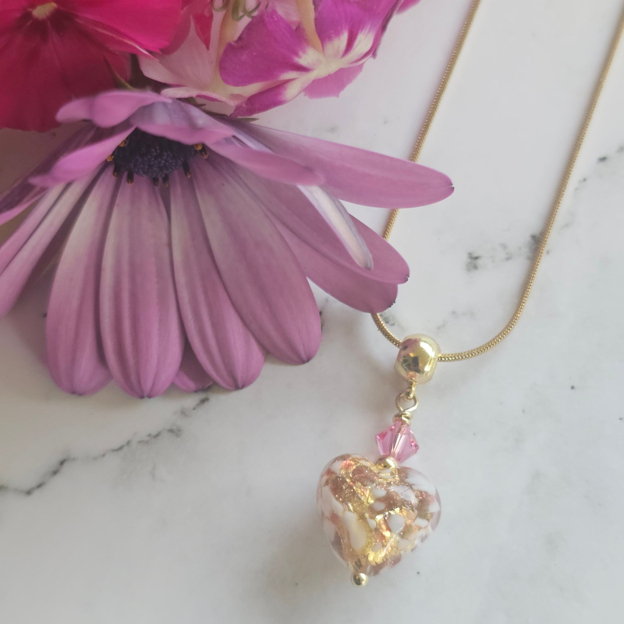 Speckled Murano Glass Heart Pendant
