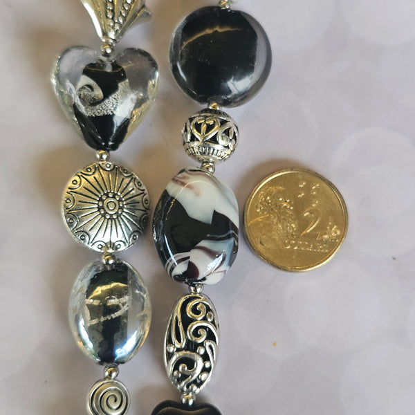 Long Black Necklace with Teardrop