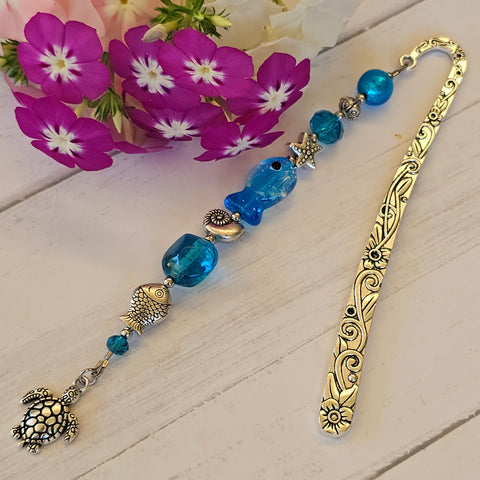 Bookmark Aqua Blue with Turtle
