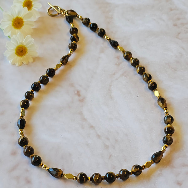 Tiger's Eye Necklace in Gold