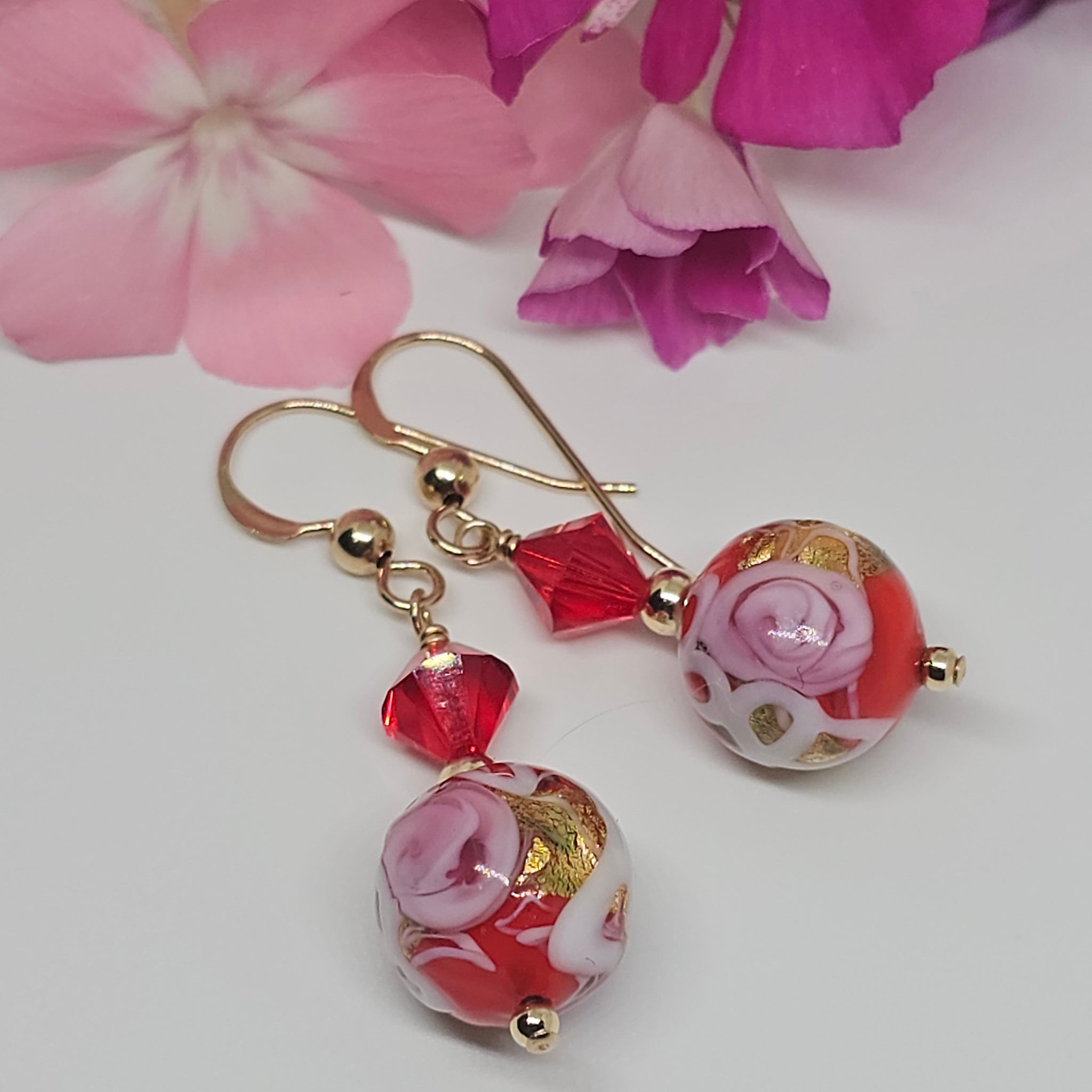 Wedding Cake Murano Glass Earrings 10mm