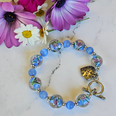 Blue Lampwork Glass Bracelet