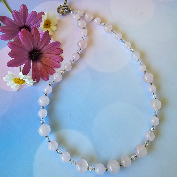 Rose Quartz and Crystal Necklace