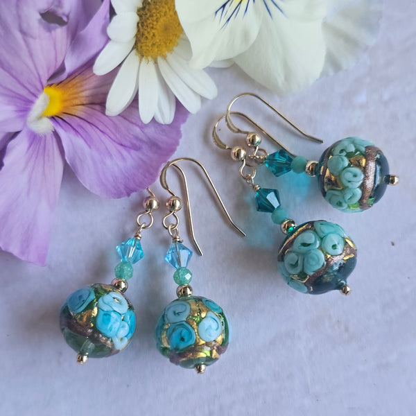Bed of Roses Exterior Gold Earrings