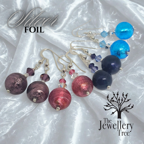 Silver Foil Murano Glass Earrings