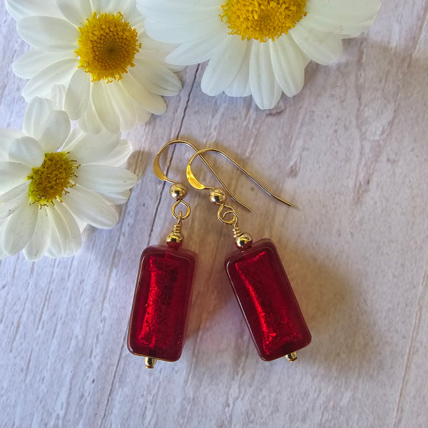 Ruby Red Murano Glass Rectangle - Small