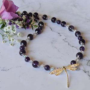 Amethyst Dragonfly Necklace