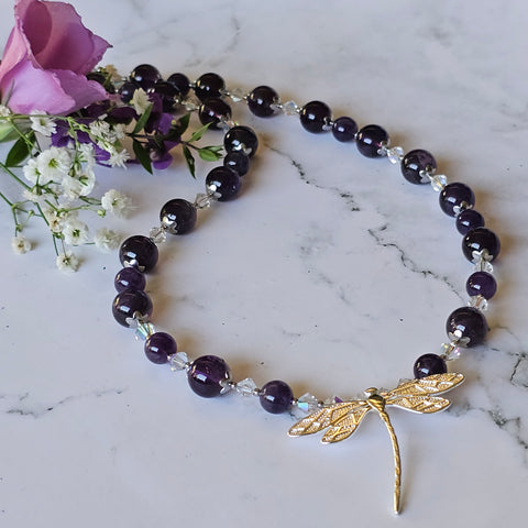 Amethyst Dragonfly Necklace