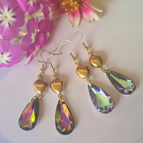 Crystal Flat Drop Earrings