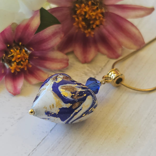 Marbled Murano Glass Heart Pendant