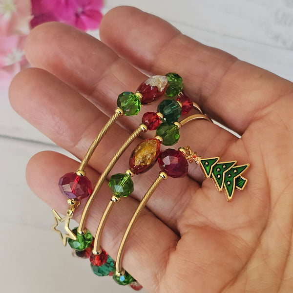 Christmas Lampwork Wraparound Bracelet