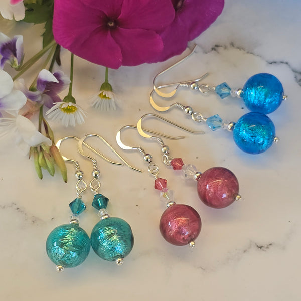 Silver Foil Murano Glass Earrings