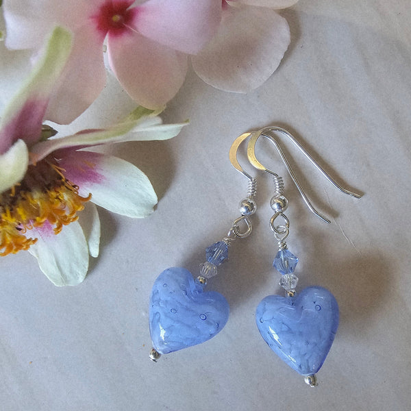 Murano Glass "Cloud" Heart Earrings
