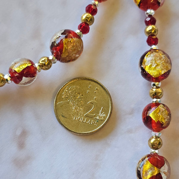 Red, Gold and Silver Necklace
