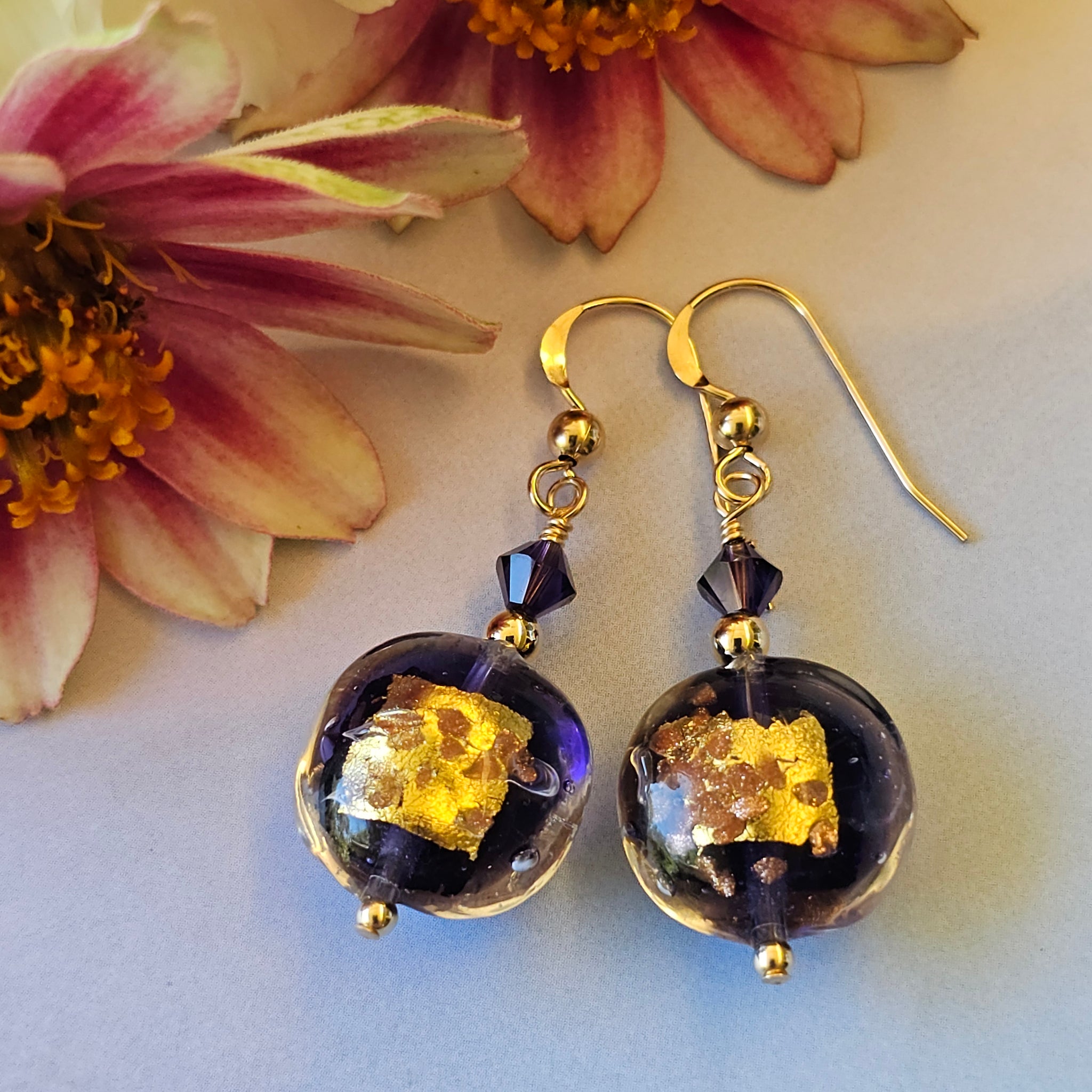 Plum Purple Luna Disc Earrings