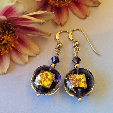 Plum Purple Luna Disc Earrings