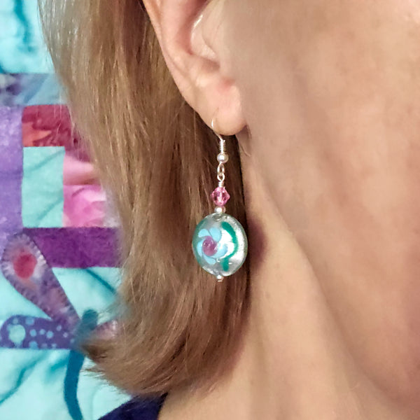 Murano Glass Lampwork Disc Earrings