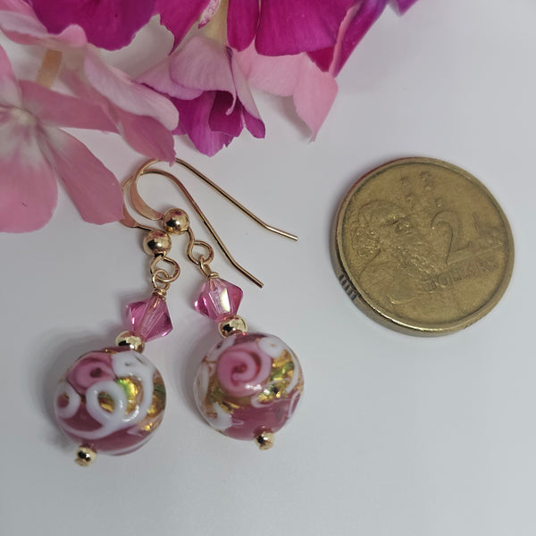 Wedding Cake Murano Glass Earrings 10mm