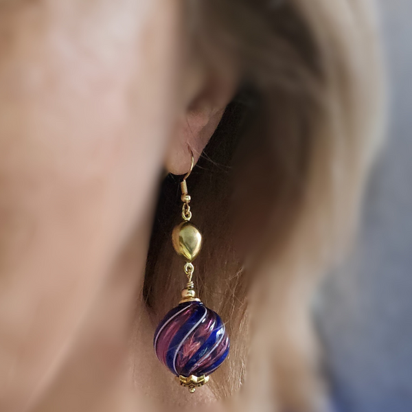 Large Mouth Blown Murano Glass Drop Earrings