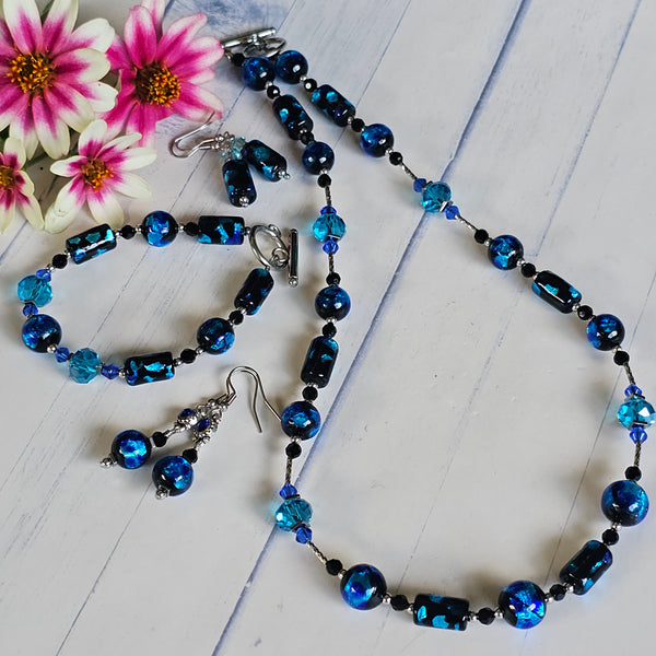 Two-Tone Blue Tube Earrings