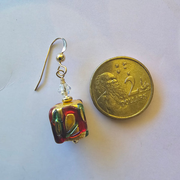 Zigzag Murano Glass Cube Earrings