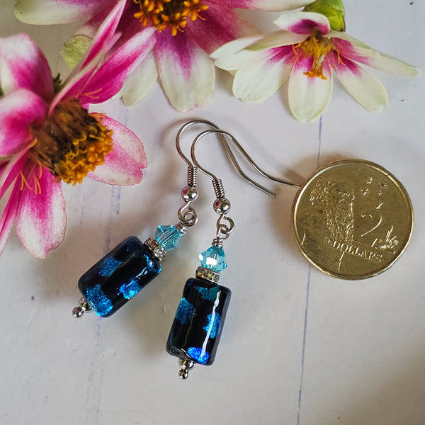 Two-Tone Blue Tube Earrings