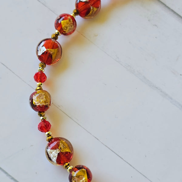 Red, Gold and Silver Necklace