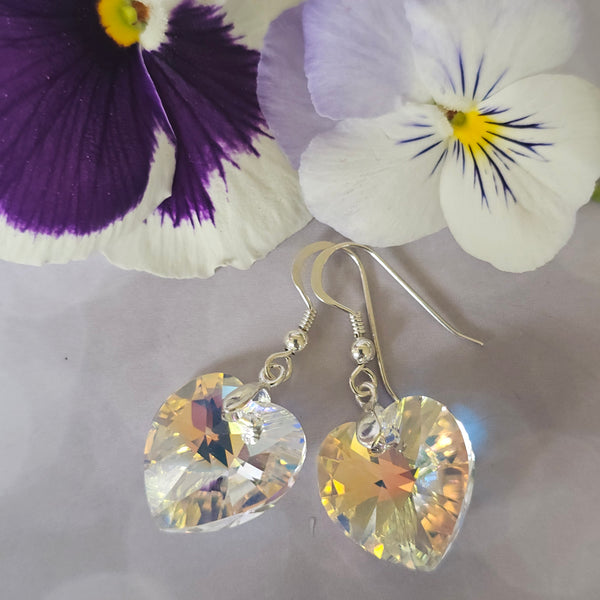 Swarovski Crystal Heart Earrings - Large