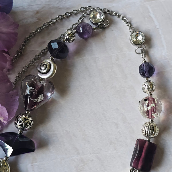 Long Purple/Amethyst Beaded Necklace