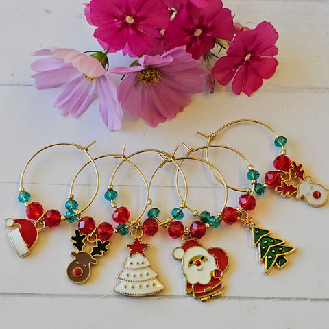 Christmas Wine Glass Charms Set of 6