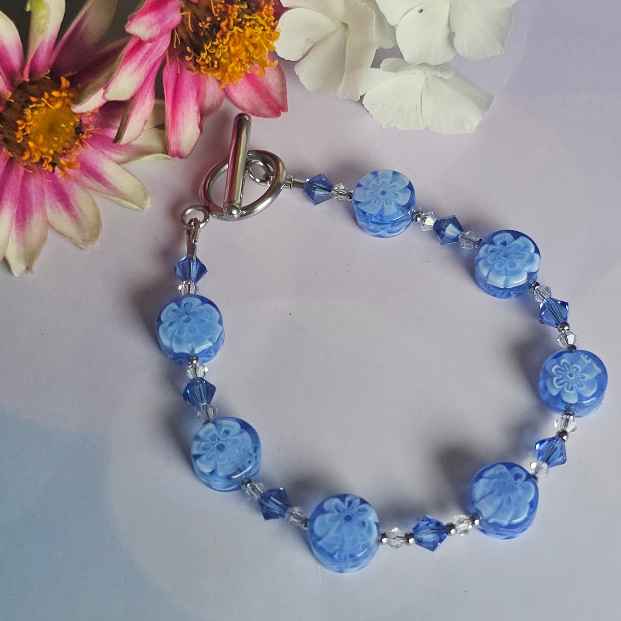 Blue Millefiori Coin Bracelet