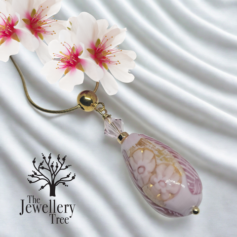 Pink Teardrop Murano Glass Pendant