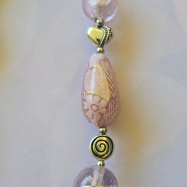 Long Pink Beaded Necklace