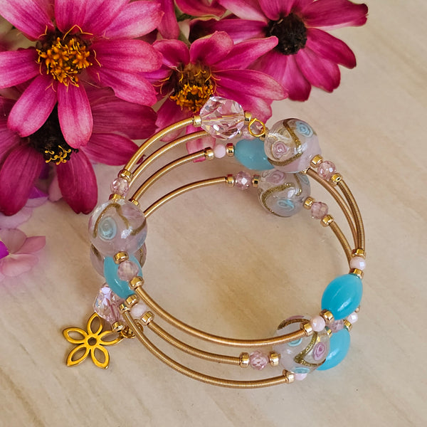 Wraparound Lampwork Bracelets - Gold